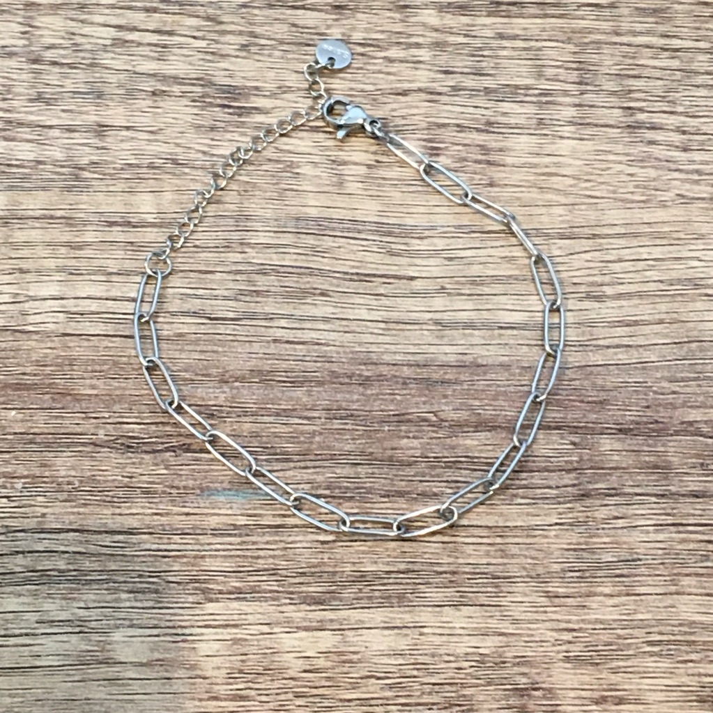 Silver Stainless Steel Paperclip Link Bracelet